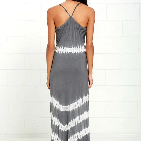 Olive and Oak Misty Morning Dark Grey Tie-Dye Maxi Dress - Picture 2 of 7